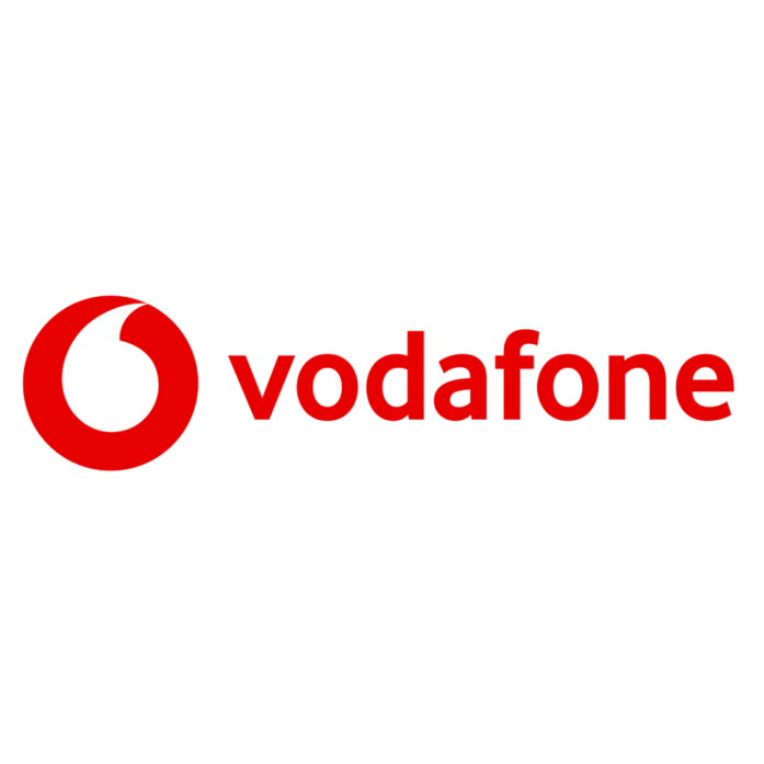 a red and white logo vodafone