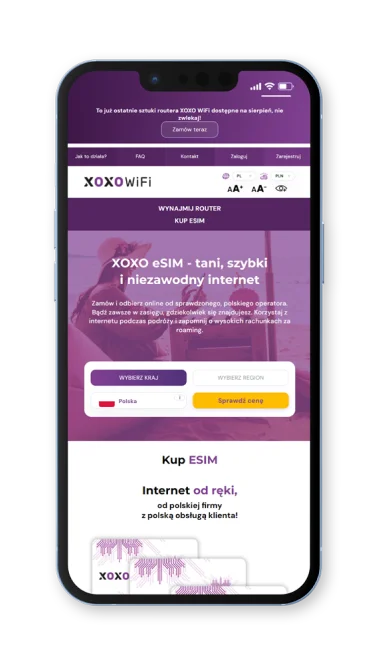 XOXO eSIM
– zawsze online, bez ograniczeń!